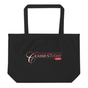 "ClassicsToday.com" Large organic tote bag (Black)
