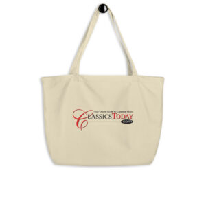 "ClassicsToday.com" Large organic tote bag (White)